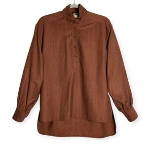 Vintage FENDI 365 Wool Shirt SIZE IT 40 US M Orange Lagenlook Blouse Top ITALY